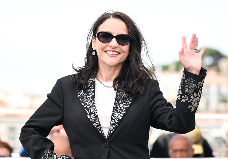 ulia Louis-Dreyfus poses during the "Tangles" photocall at the 79th annual Cannes Film Festival at Palais des Festivals on May 14, 2026 in Cannes, France.