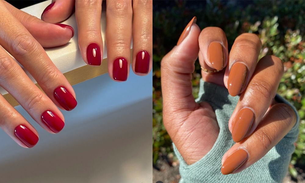 cranberry and caramel nail colors