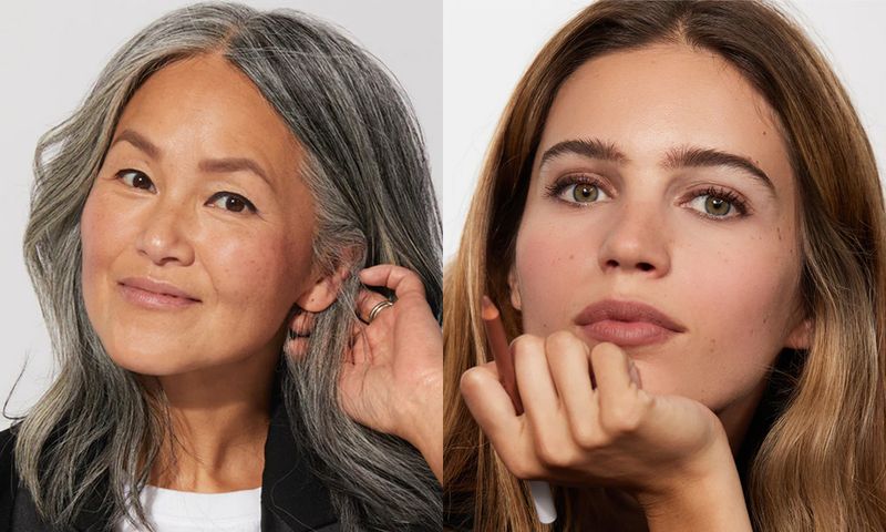 side by side images of models posing for Jones Road