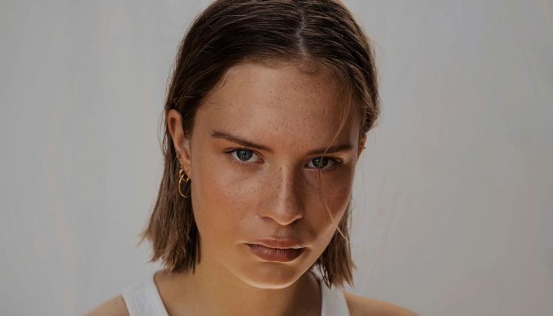 woman staring at camera