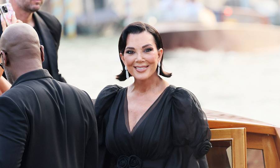 VENICE, ITALY - JUNE 26: Kim Kardashian, Khloé Kardashian, Corey Gamble and Kris Jenner are sighting ahead of Jeff Bezos and Lauren Sanchez Wedding at Hotel Gritti on June 26, 2025 in Venice, Italy.