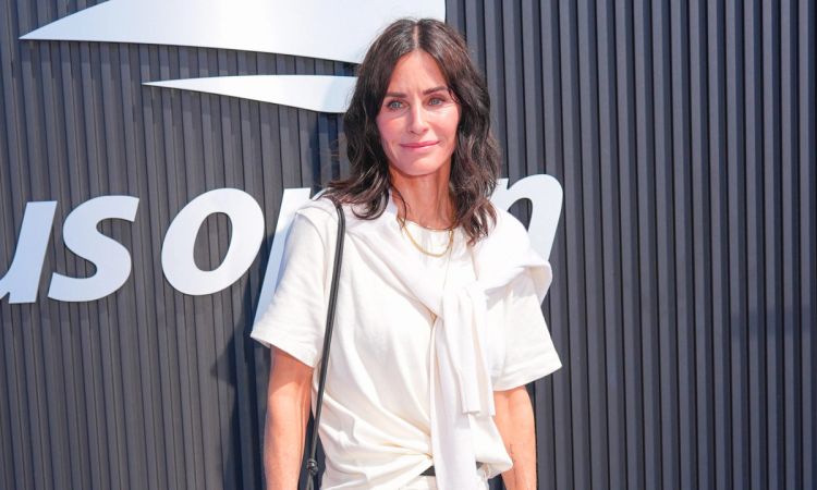 Courteney Cox is seen at the Men's Final between Fritz and Sinner at the 2024 US Open Tennis Championships on September 08, 2024 in New York City.
