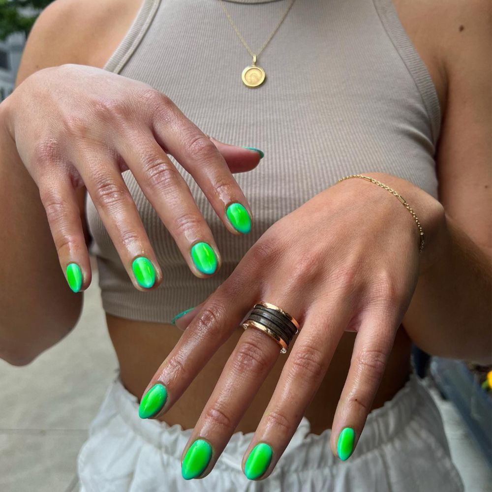 Cool-toned aura nails