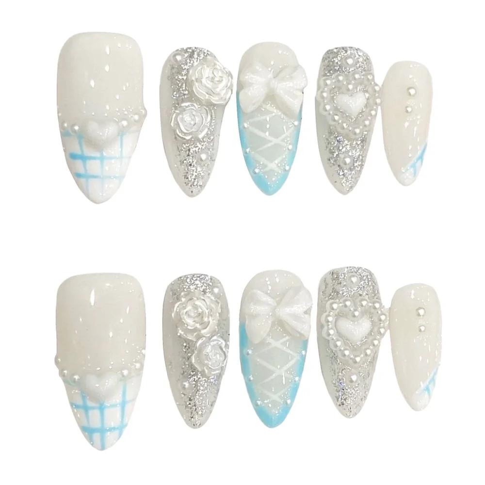 Hanakoko Press-on nails in Cutie Blue ($20)