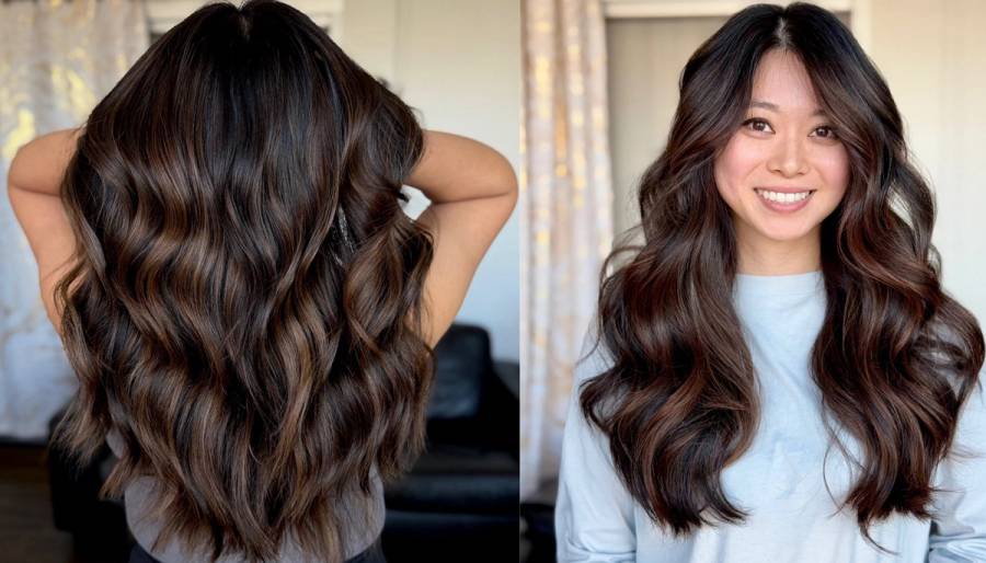 glossy cocoa hair color trend