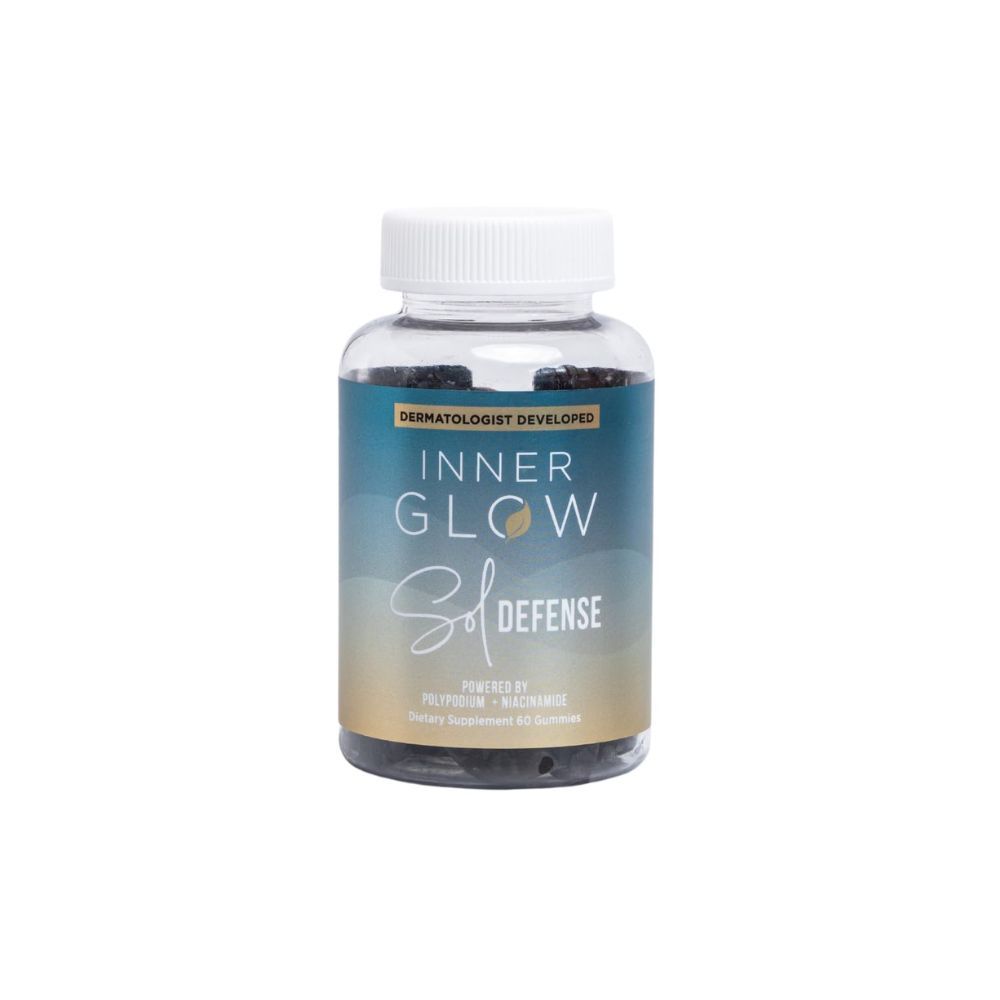 a bottle of Inner Glow Sol Defense Gummies
