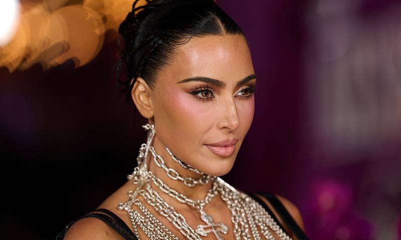 LONDON, ENGLAND - OCTOBER 22: Kim Kardashian attends the "All's Fair" London Premiere at Odeon Luxe Leicester Square on October 22, 2025 in London, England.