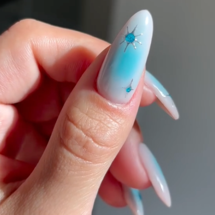 Snow Queen Airbrushed Nails