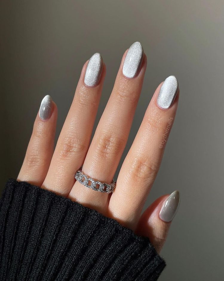 Silver Velvet Nails
