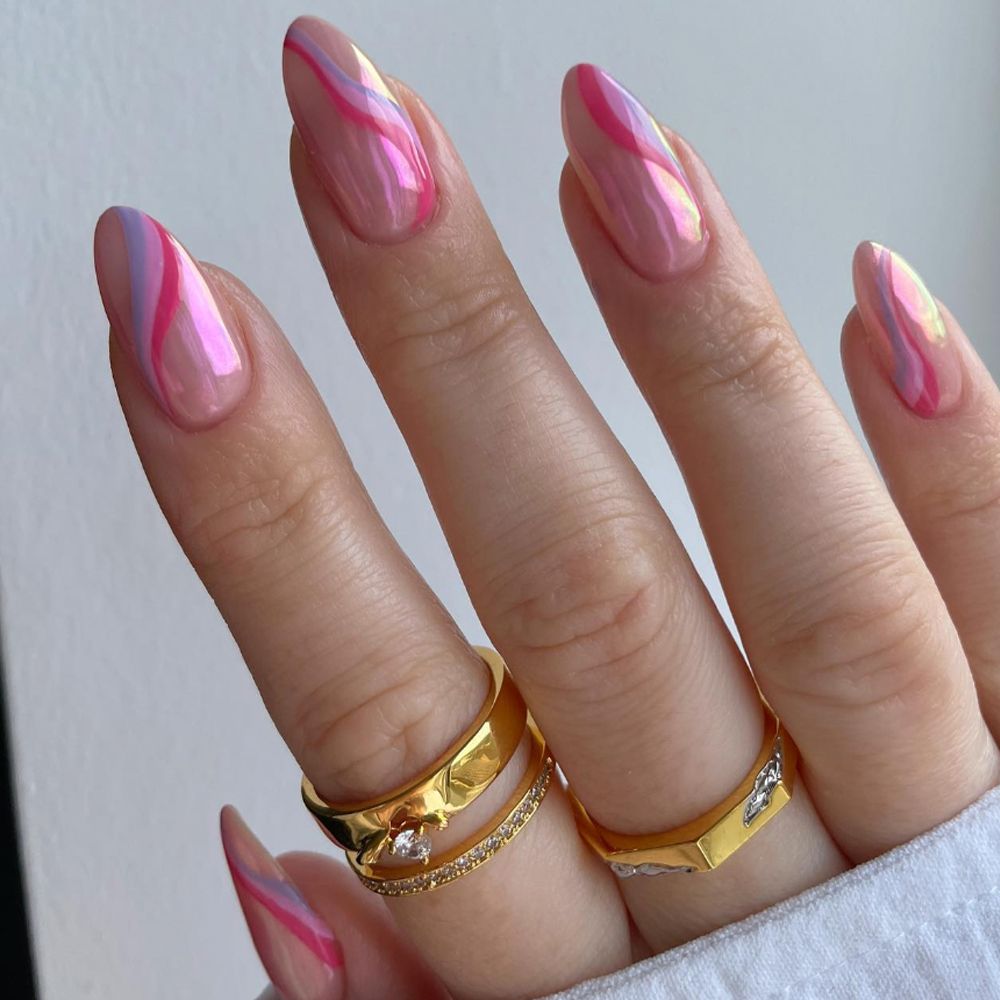 Pink chrome with swirls