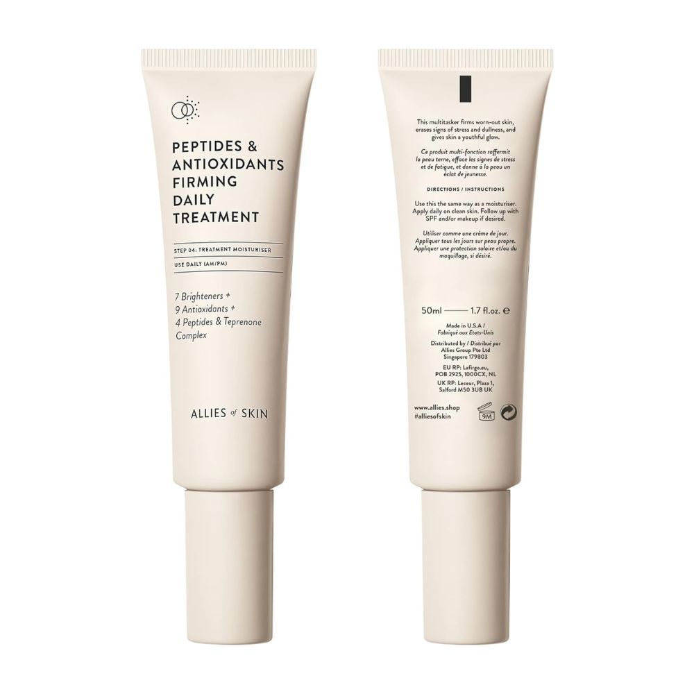 two bottles of Allies of Skin Peptides & Antioxidants Firming Daily Treatment side by side