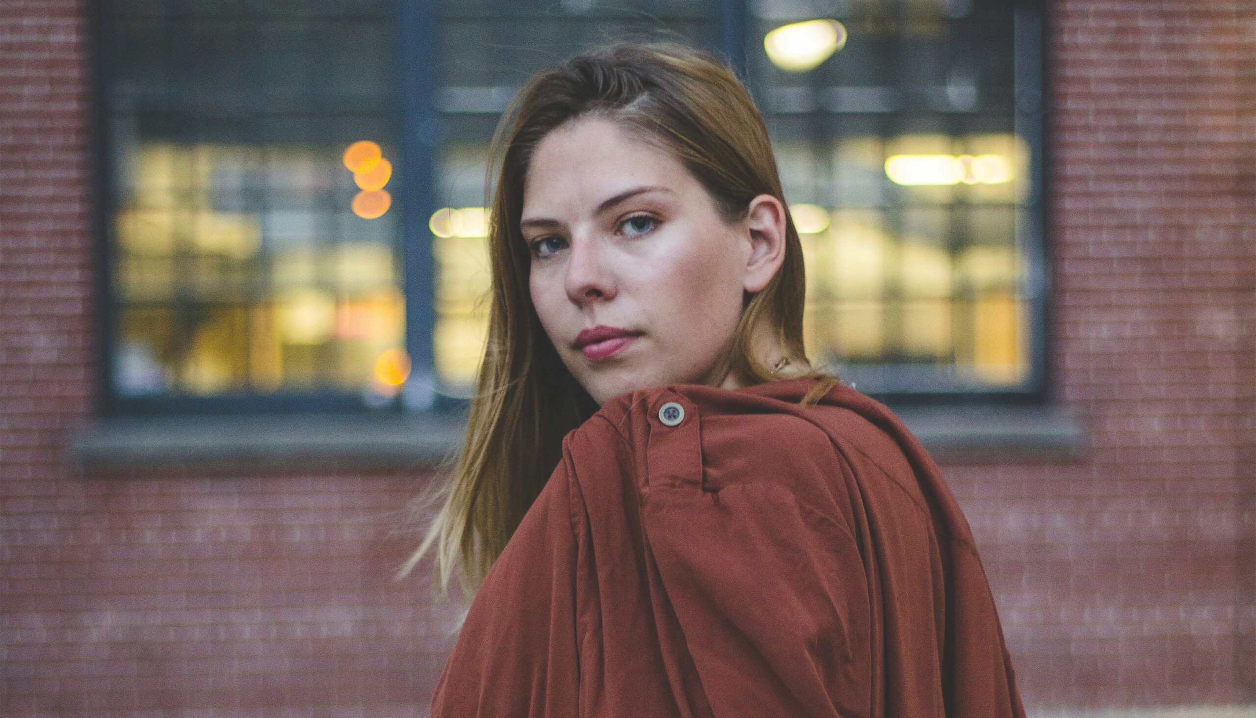 Woman with sculpted cheekbones