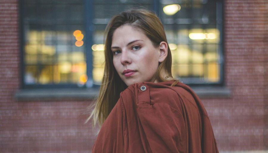 Woman with sculpted cheekbones