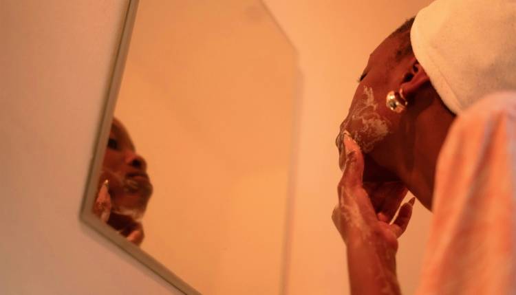 Woman doing skin care
