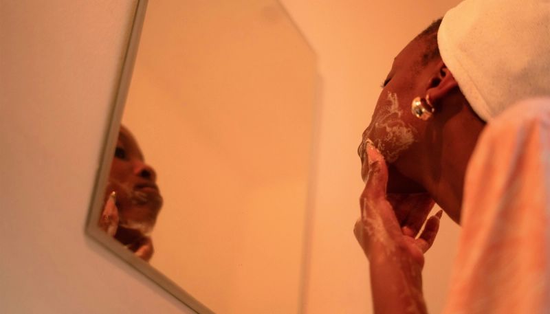 Woman doing skin care