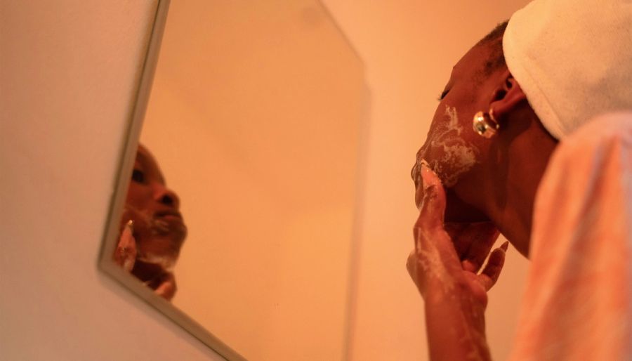 Woman doing skin care