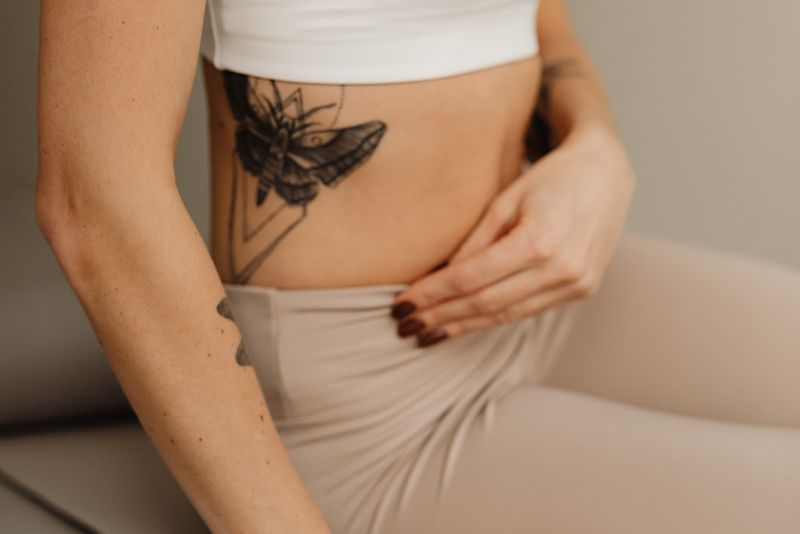 zoomed in image of woman's abdomen