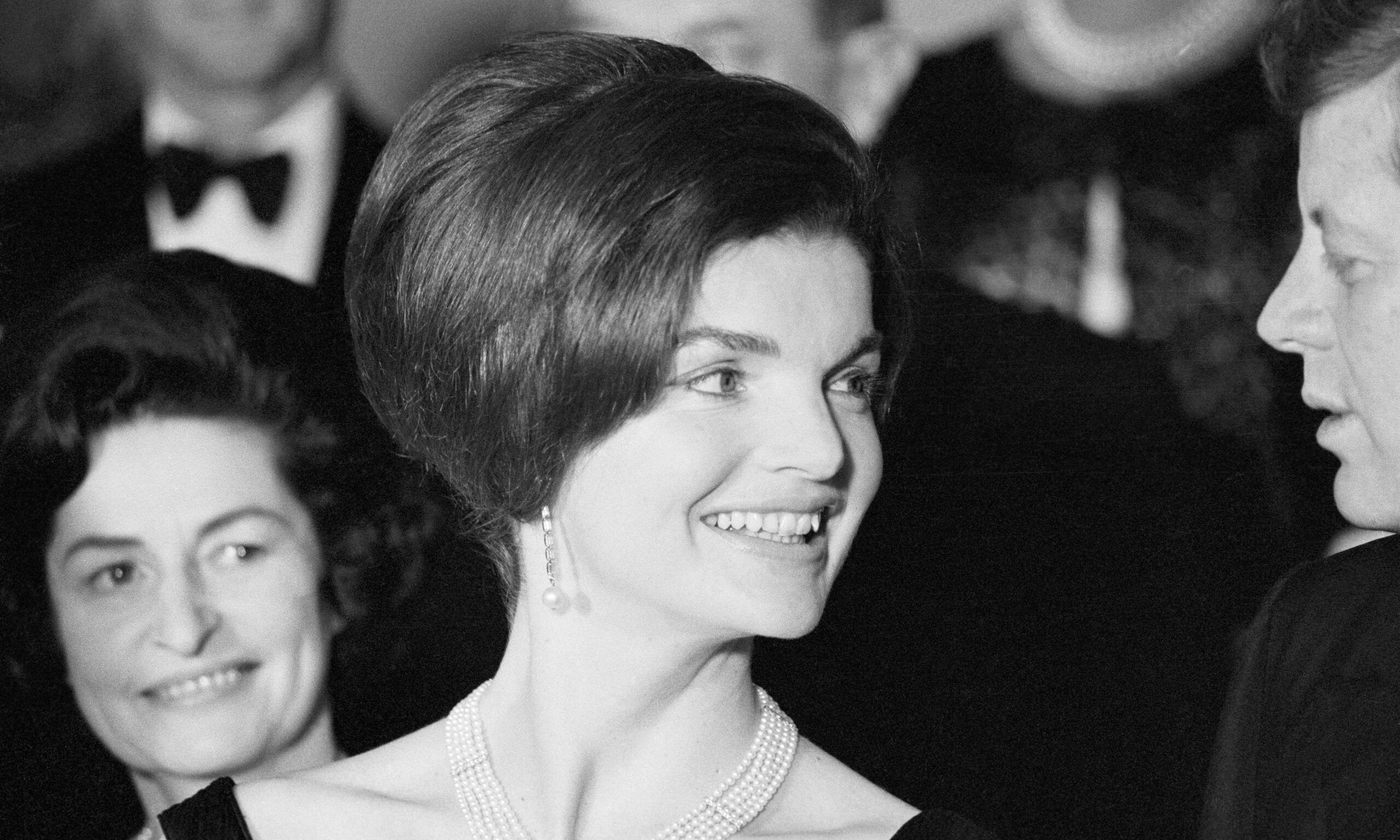 Mrs. Jacqueline Kennedy wore this fancy hairdo at the state dinner she and President Kennedy gave at the White House late February 19th for visiting Venezuelan President and Mrs. Romulo Betancourt.