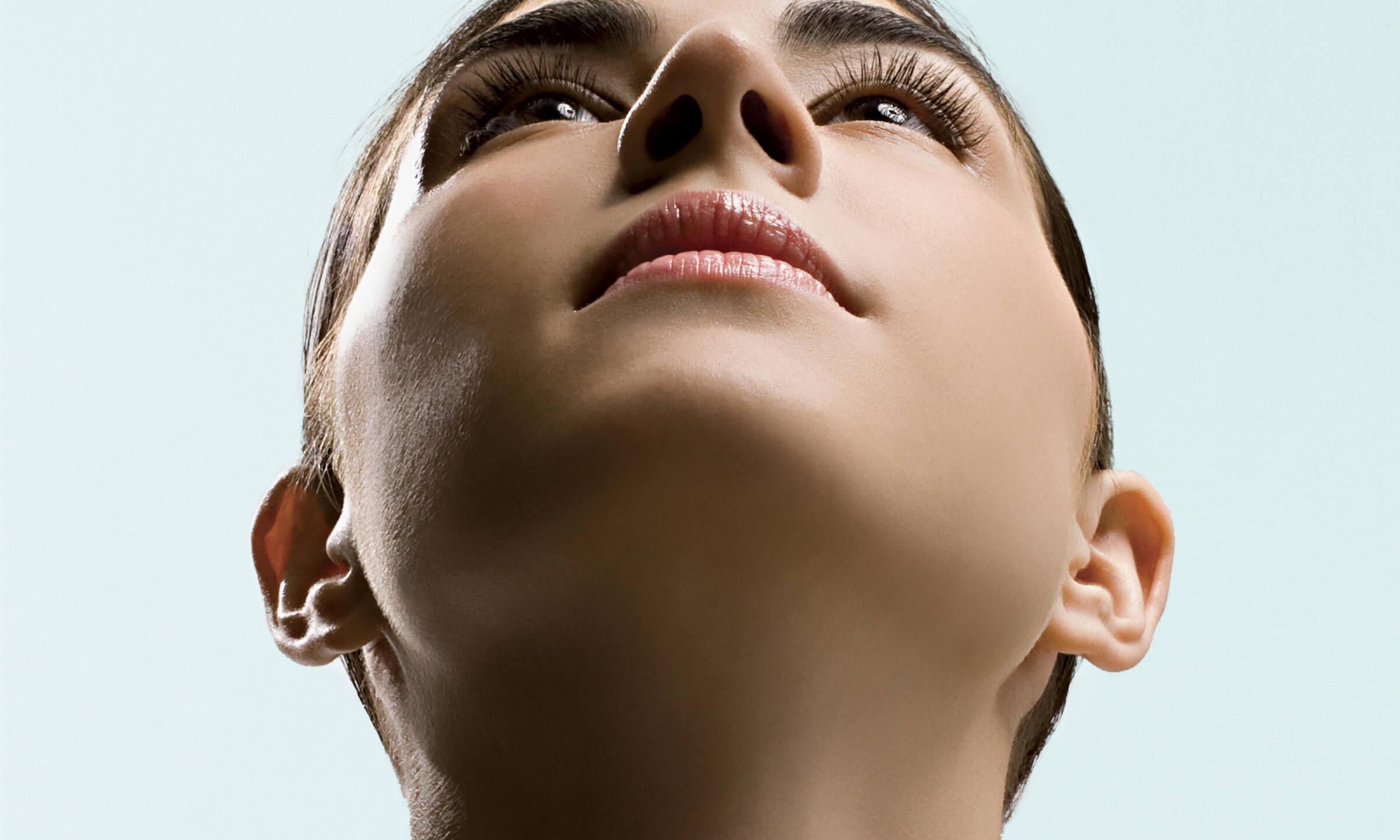 woman looking upwards