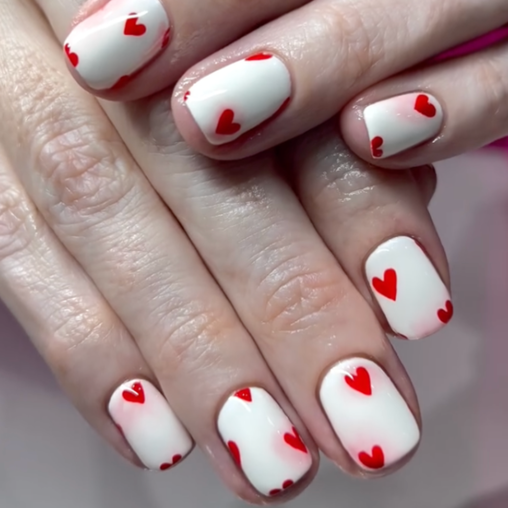 White and Red Hearts