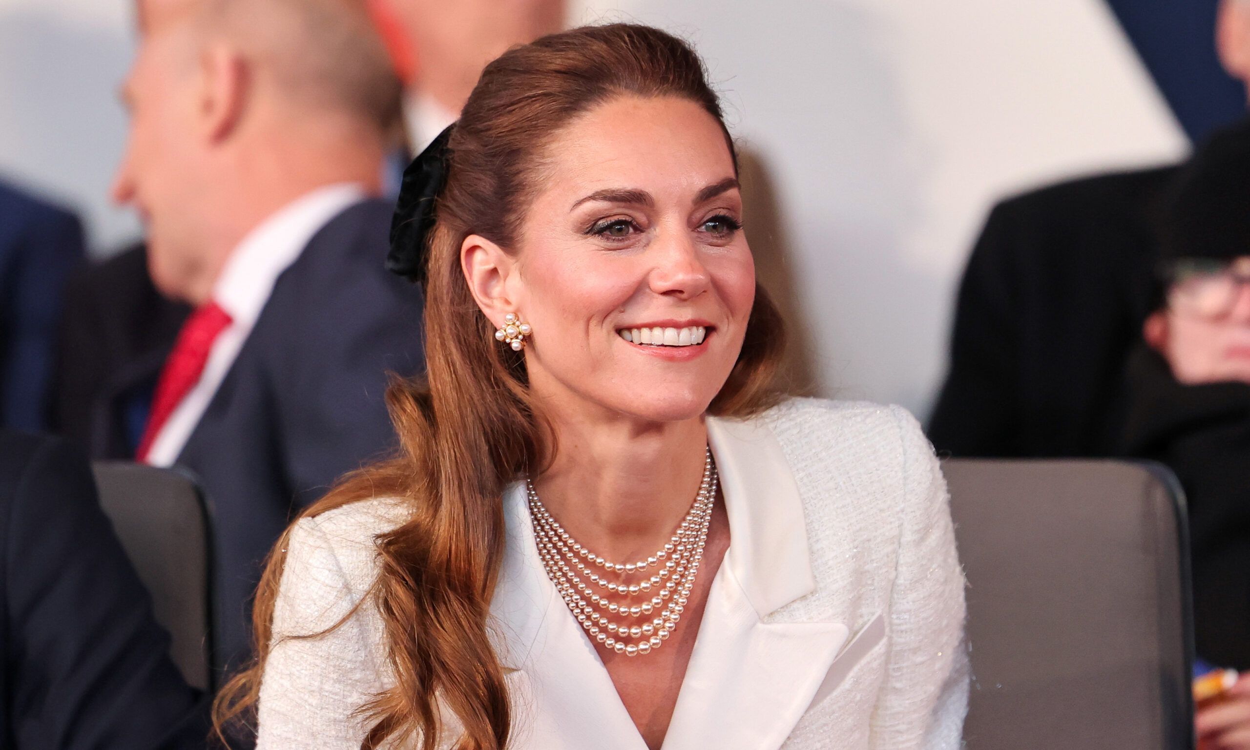 Catherine, Princess of Wales attends a concert to mark the 80th Anniversary of VE Day at Horse Guards Parade on May 08, 2025 in London, England. The King and Queen, joined by Members of the Royal Family, will take part in events from May 5th to May 8th to commemorate the 80th anniversary of VE Day, which signalled the end of the Second World War in Europe.