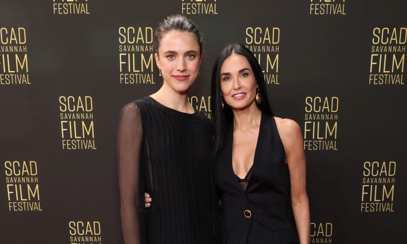 Margaret Qualley and Demi Moore attend the 27th SCAD Savannah Film Festival at Jen Library on October 27, 2024 in Savannah, Georgia.