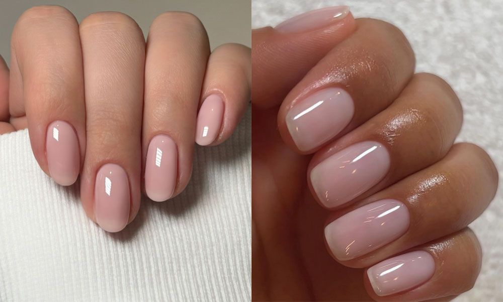 milky pink wellness nails