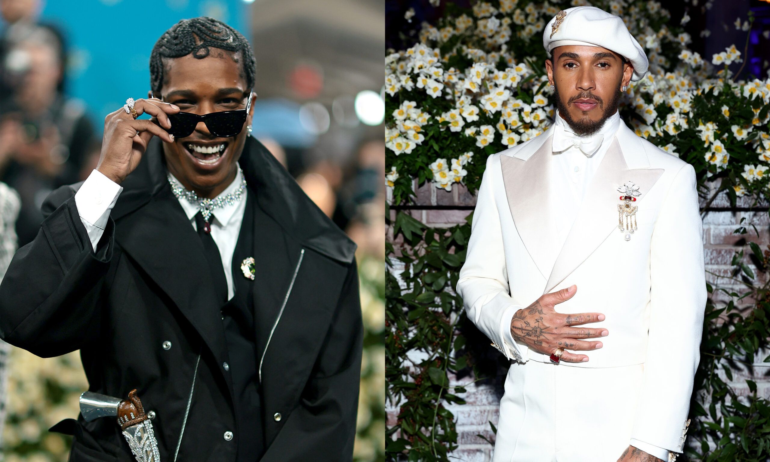 ASAP Rocky and Lewis Hamilton at the 2025 Met Gala