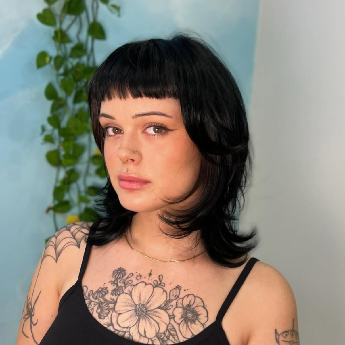 woman with polished shag haircut