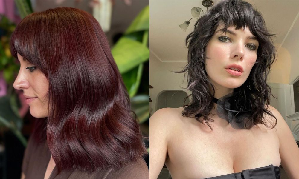 side by side images of women wearing fuller hair hairstyles