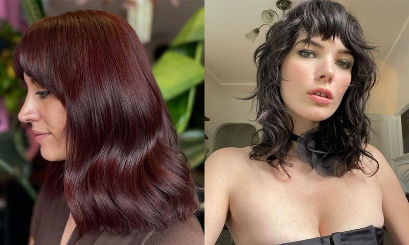 side by side images of women wearing fuller hair hairstyles