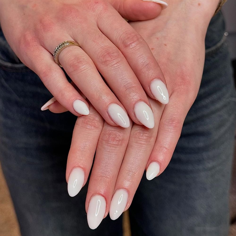 White Chocolate Dipped Almond Nails