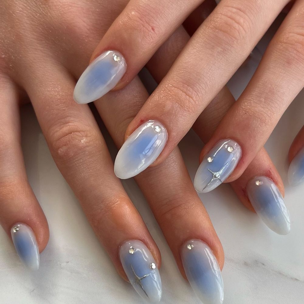 Blueberry Milk Aura Nails