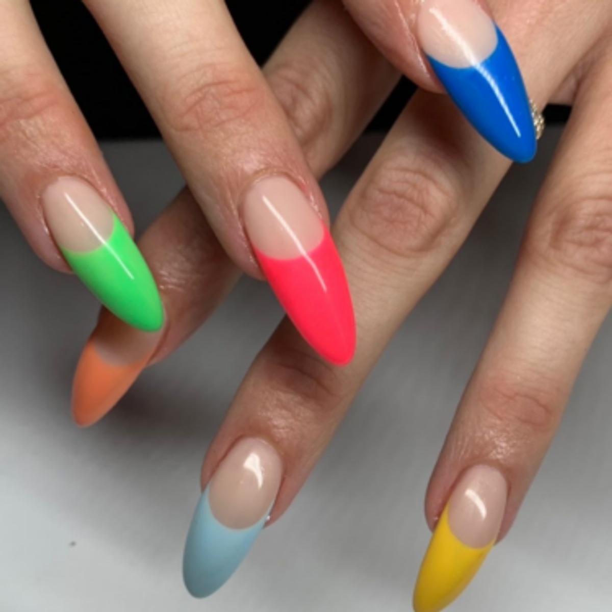 rainbow French nails