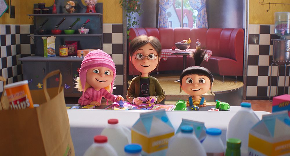 Shot of Edith (Dana Gaier), Margo (Miranda Cosgrove) and Agnes (Madison Polan) in Despicable Me 4