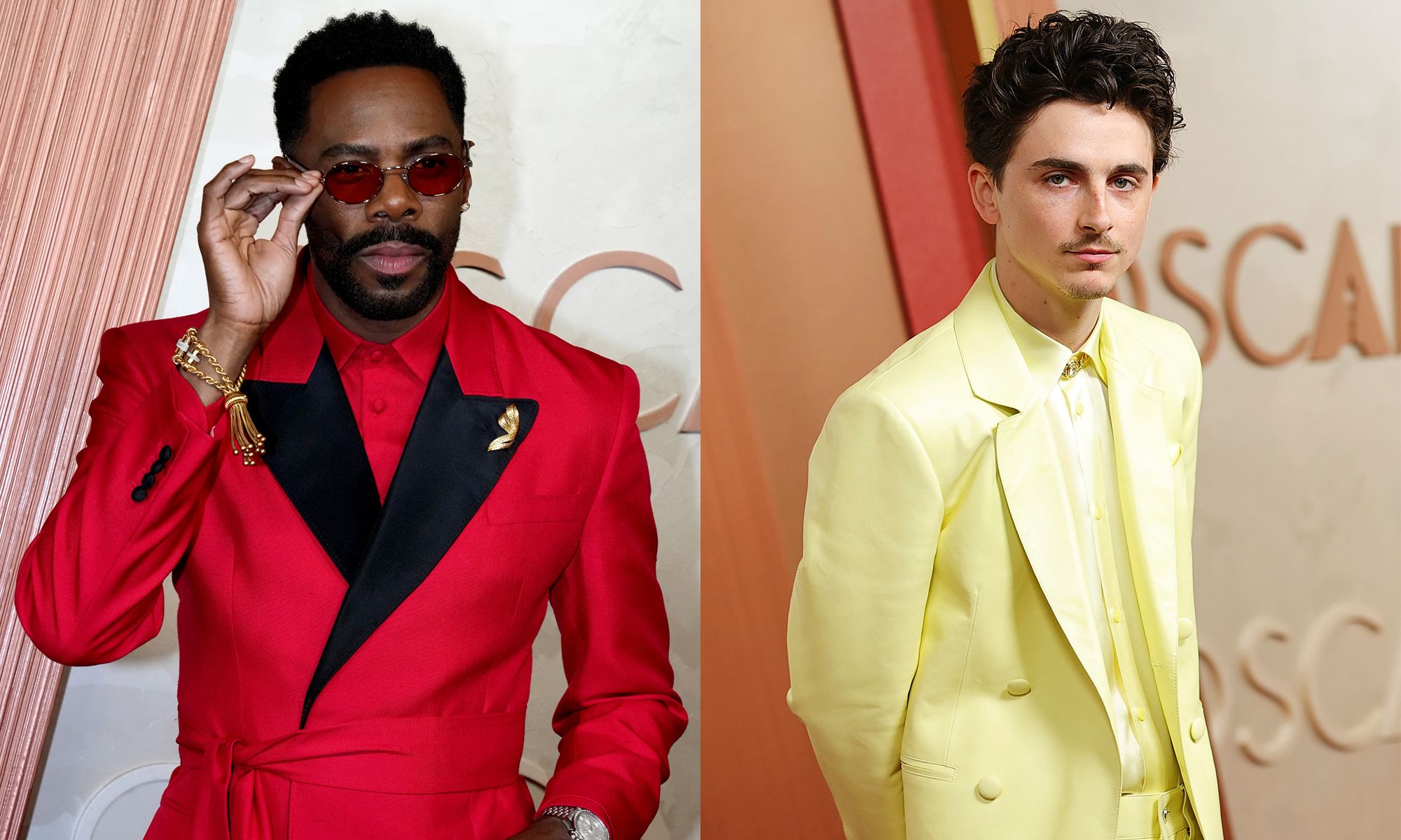 Colman Domingo and Timothée Chalamet at the 2025 Academy Awards