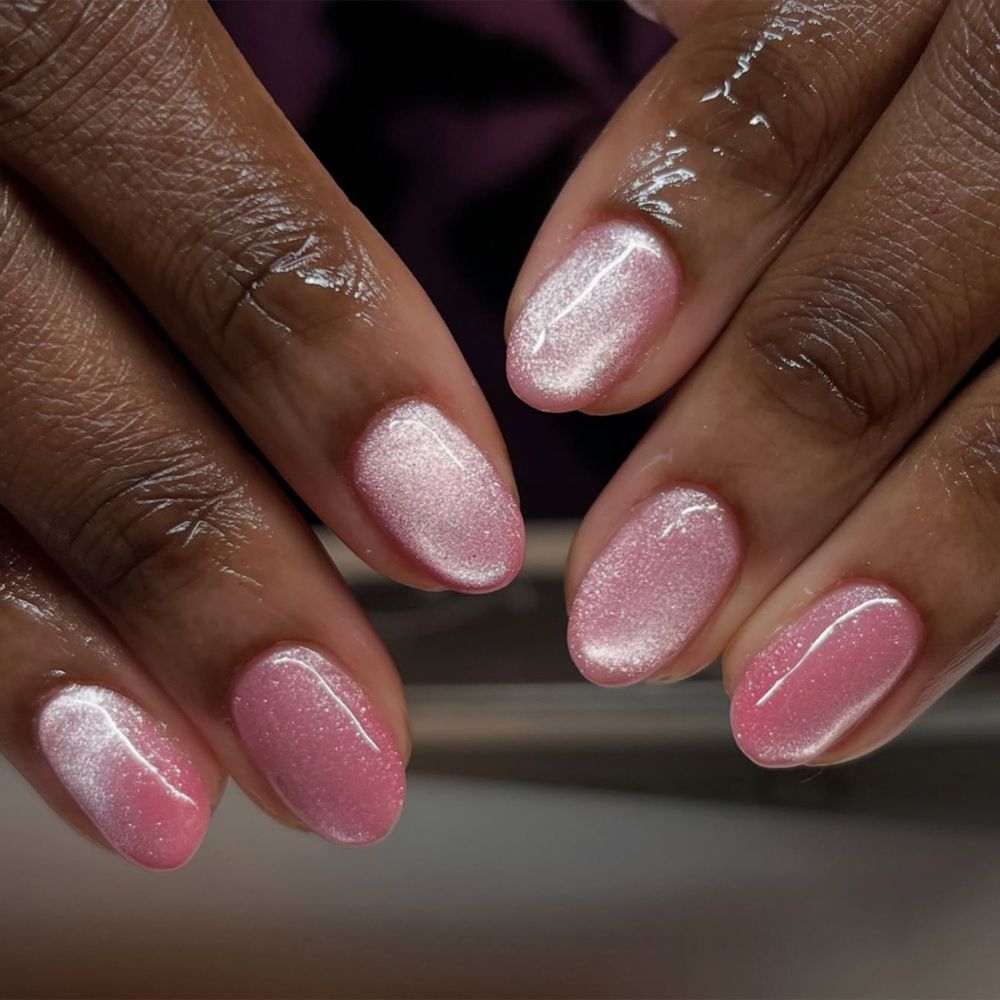 Bright and bubbly rosé nails