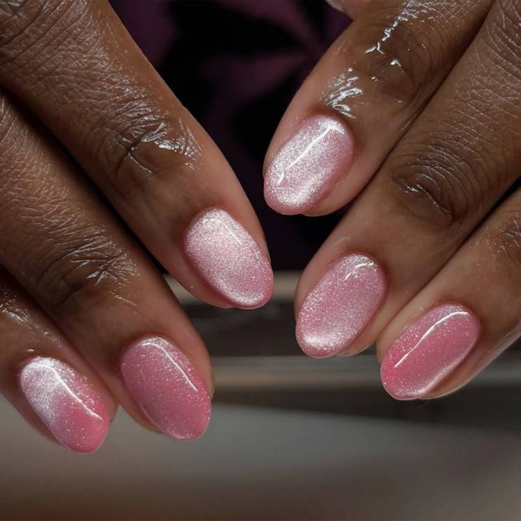 Bright and bubbly rosé nails