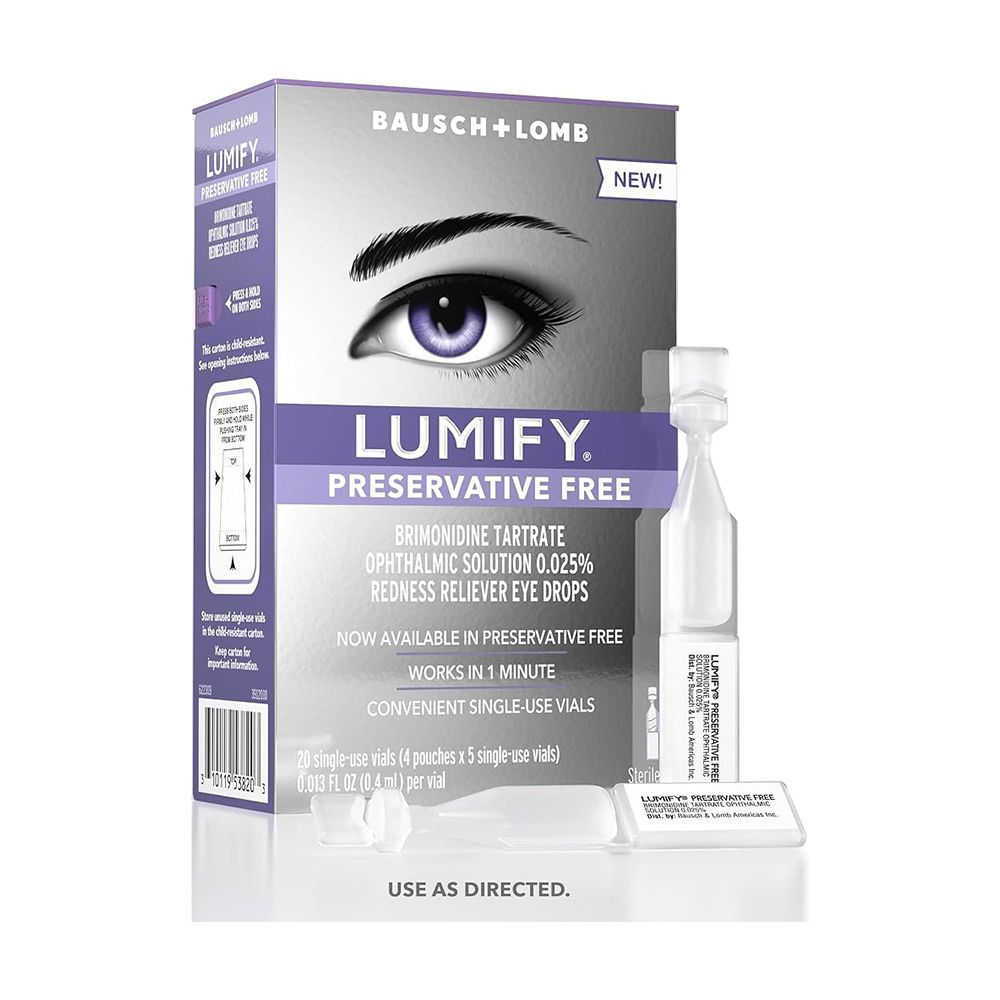 LUMIFY Preservative Free Redness Reliever Eye Drops ($22 for 20 sets of drops)