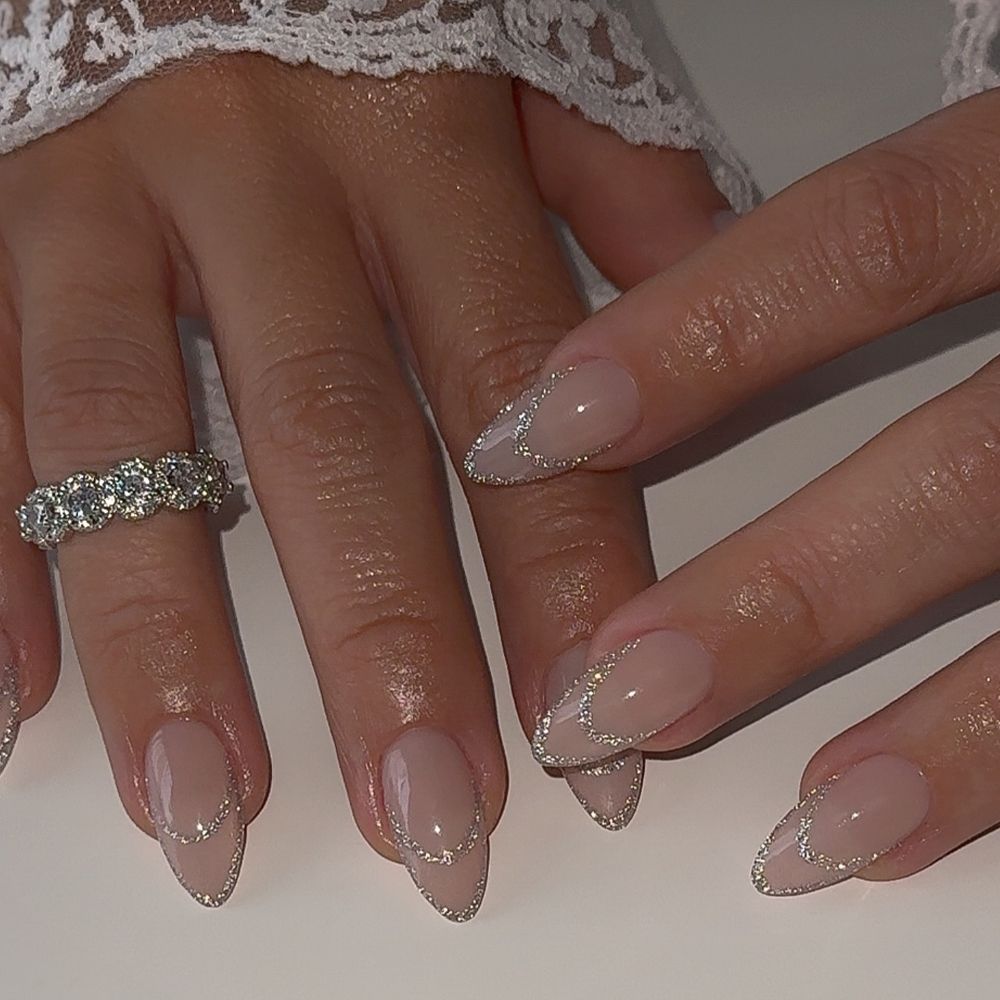 Negative space glitter tips