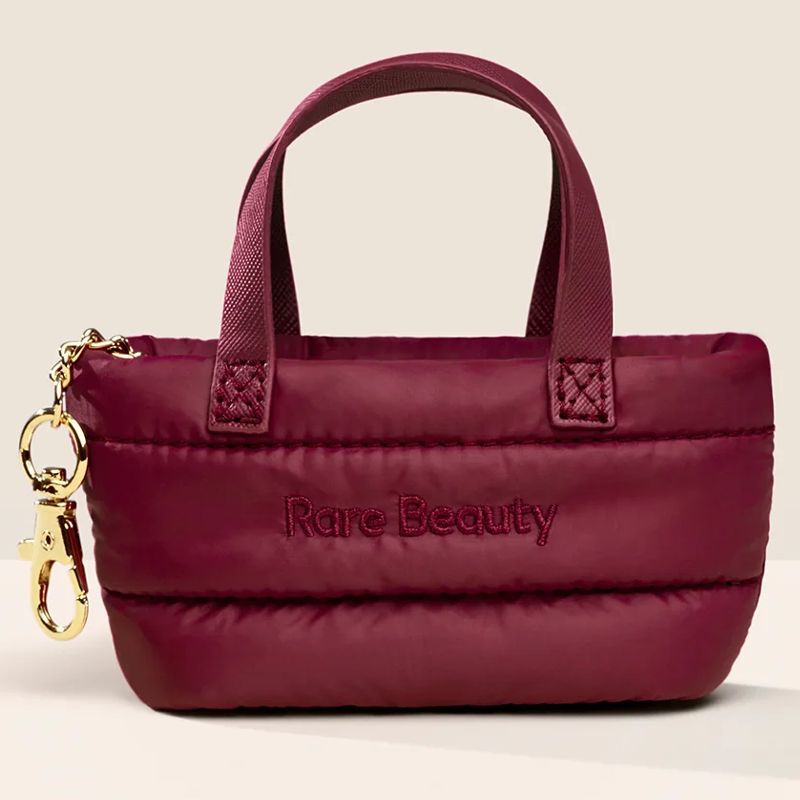Rare Beauty mini puffy tote keychain