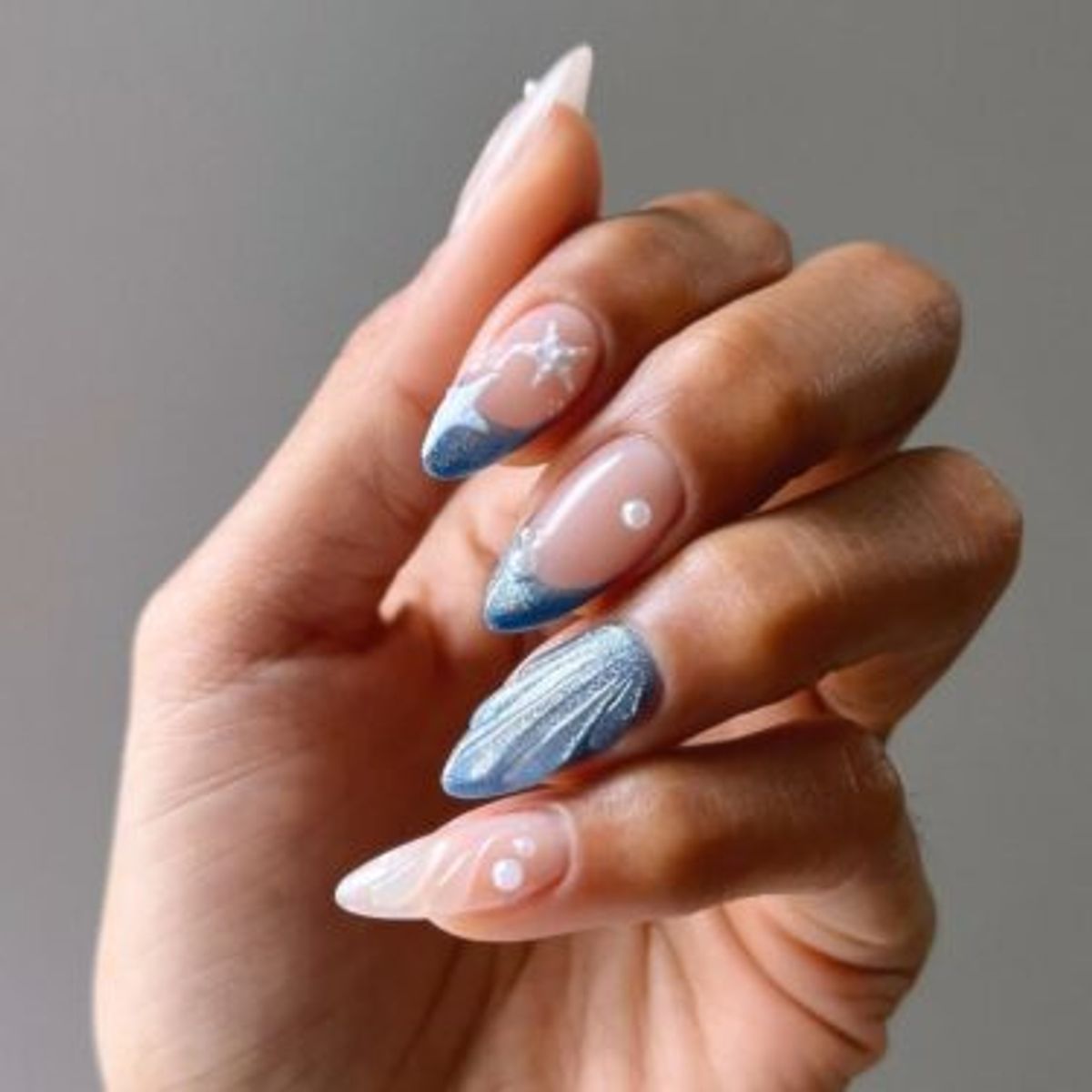 Long nails with mermaid nail art