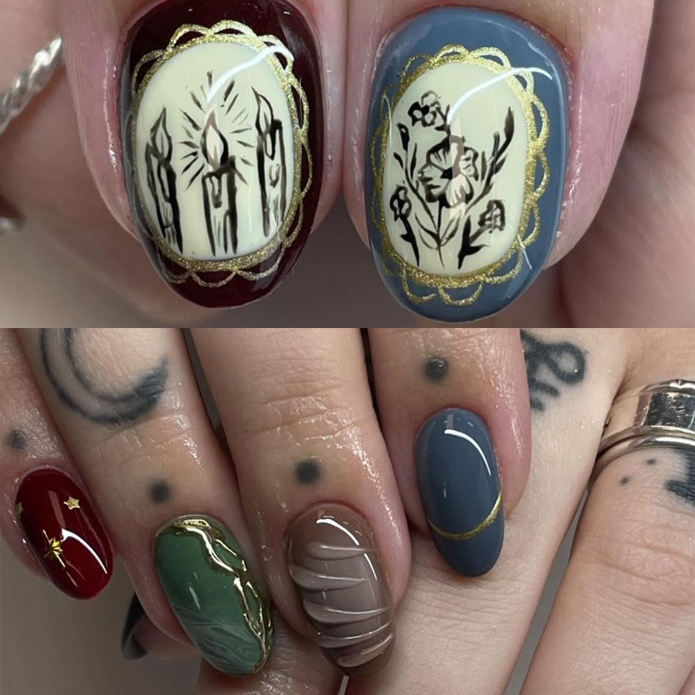 Muted Jewel Tones Manicure