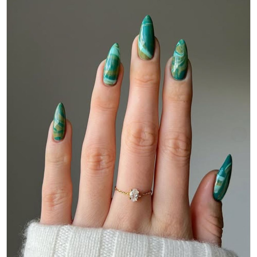 Emerald Marble Nails