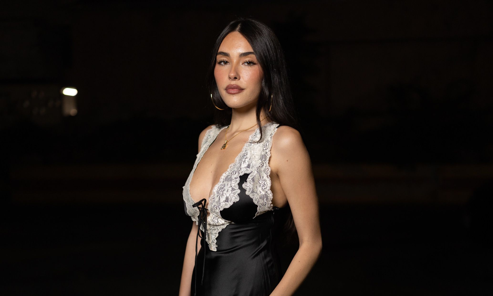 Madison Beer is seen at The Princess Polly Holiday Party at Delilah in West Hollywood on December 16, 2024 in Los Angeles, California.