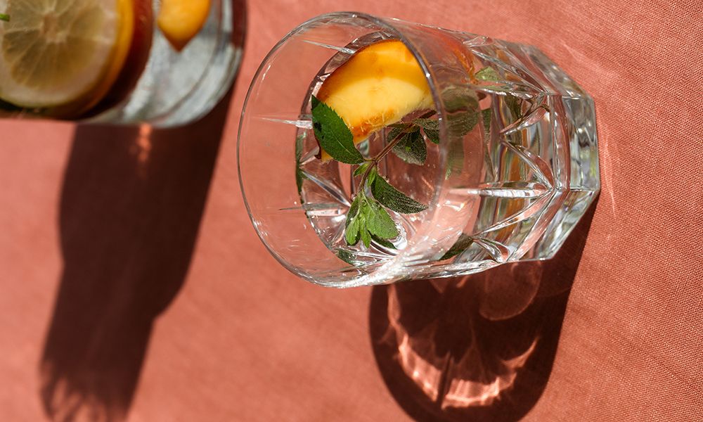 water glasses on table