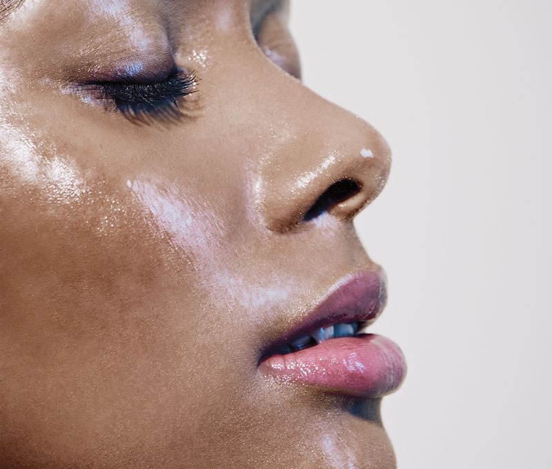 woman with dewy skin
