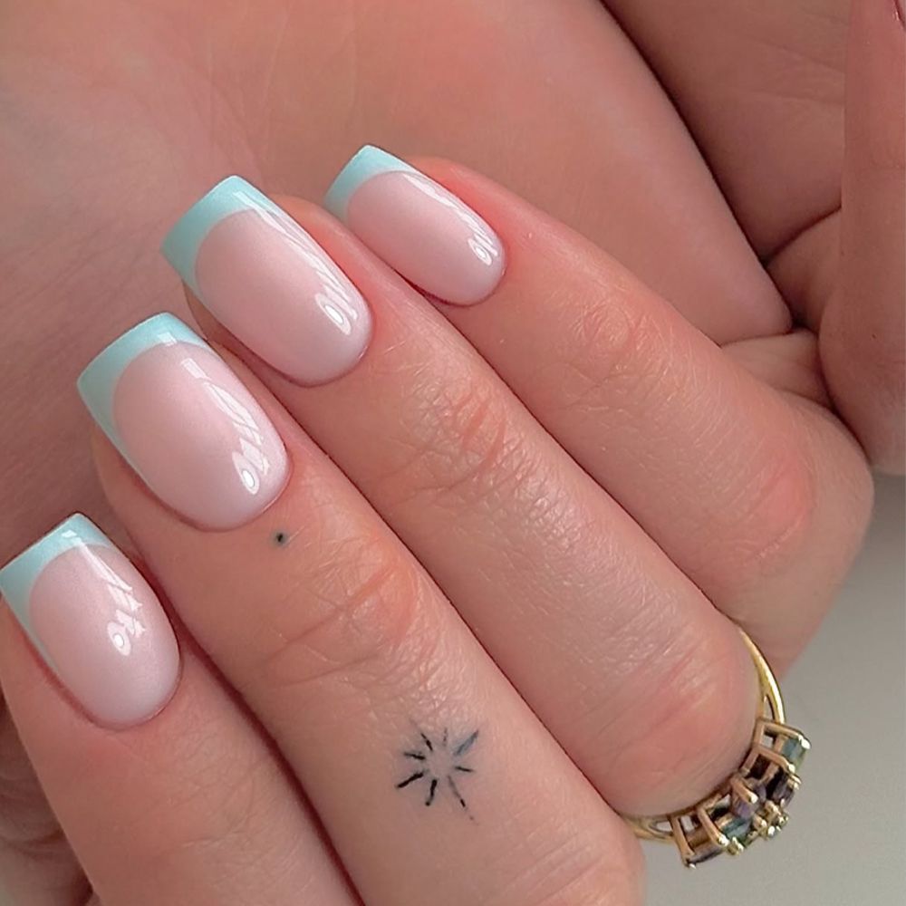 Tiffany Blue Square French Manicure