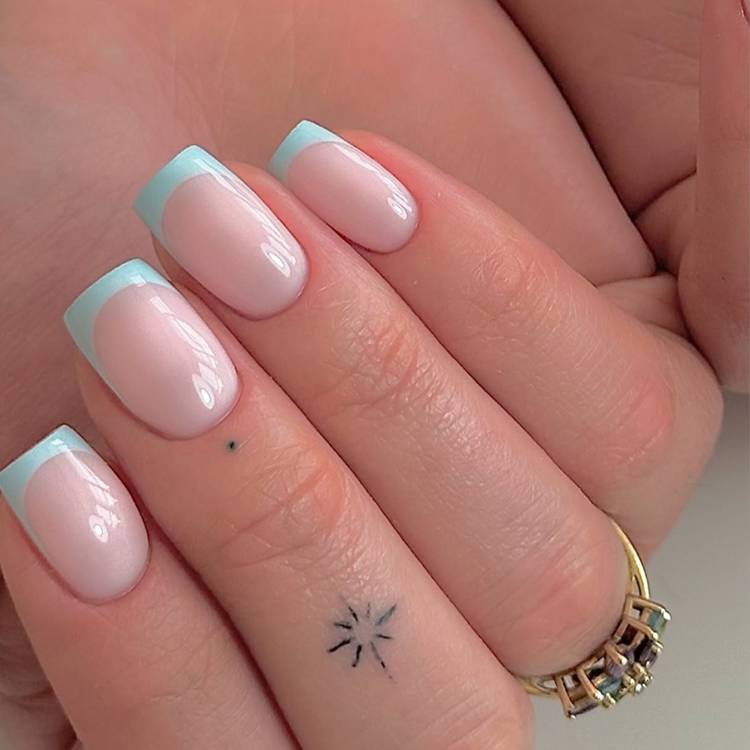 Tiffany Blue Square French Manicure