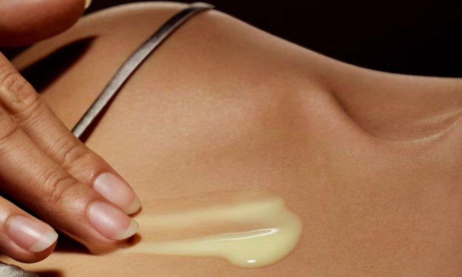 cream on collarbone area